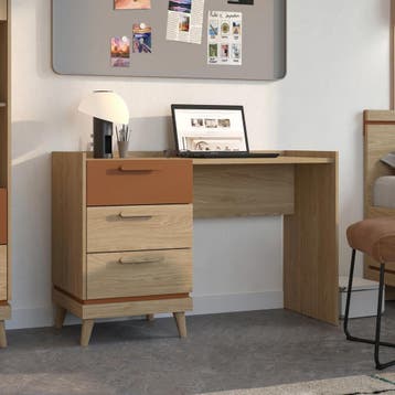 *ACTIE* Bureau Skagen Met 3 Lades - Eiken en Groen, Huis en Inrichting, Bureaus, Verzenden, Nieuw