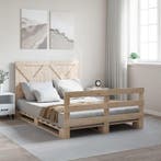 vidaXL Bedframe met hoofdbord massief grenenhout wit 140x200, Bruin, Verzenden, 140 cm, 200 cm