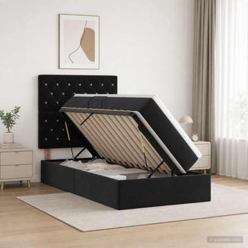 vidaXL Opslag bed met matras met hoofdeinde met opslag, Huis en Inrichting, Slaapkamer | Bedden, Verzenden, Nieuw, Zwart, Stof
