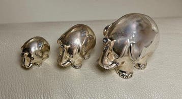 Beeldje - Elephant Family Set (3) - 925 zilver gelamineerd