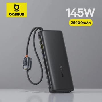 Baseus 145W Powerbank 25000mAh met Ingebouwde Type-C Kabels, Verzenden, Nieuw