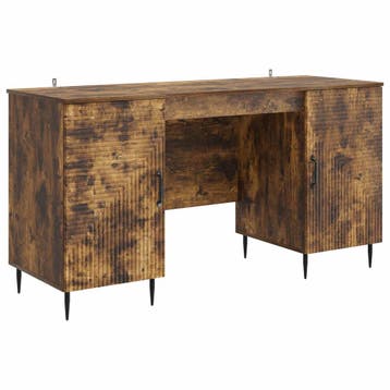 vidaXL Bureau met plank Gerookt eiken 142,5 x 50 x 75 cm, Verzenden, Nieuw