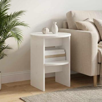 vidaXL Bijzetkast Hoogglans Wit Ø40 x 50 cm Geconstrueerd, Verzenden, Nieuw, Overige houtsoorten, Minder dan 100 cm