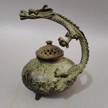 sculptuur, Antique Style Bronze Dragon Incense Burner –