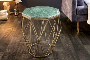 Abstract bijzettafeltje DIAMOND 50cm groen marmer messing, Huis en Inrichting, Tafels | Salontafels, Ophalen of Verzenden, Nieuw