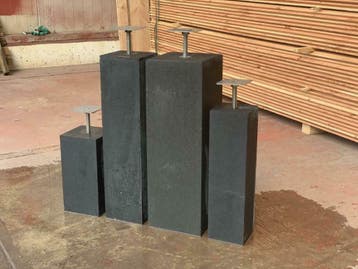 beton poeren 12x12x45/15x15x60 antraciet incl. STELPLAAT, Ophalen of Verzenden, Nieuw, Veranda