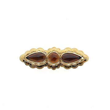 Antiek gouden broche met granaat, Sieraden, Tassen en Uiterlijk, Gebruikt, Ophalen of Verzenden, Met edelsteen, Goud