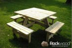 Rockwood® Picknicktafel Vierkant 1.15m inclusief montage, Tuin en Terras, Picknicktafels, Ophalen of Verzenden, Nieuw, Vierkant