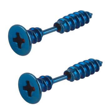 Fako Bijoux - Oorbellen - Schroef - Schroeven - Blauw, Verzenden, Nieuw