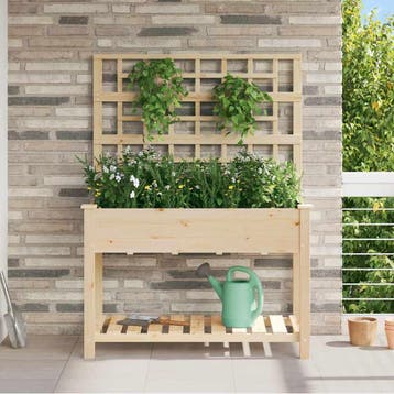 vidaXL Plantenbak Beige 115 x 60,5 x 153 cm Massief, Tuin en Terras, Verzenden, Nieuw, Hout, 60 cm of meer