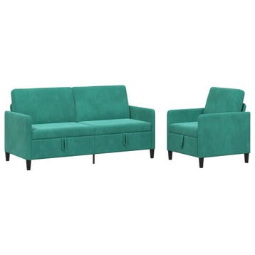 vidaXL Bankenset met opbergruimte 2 st Turquoise Polyester, Verzenden, Nieuw, Kunststof, Minder dan 150 cm