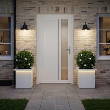 vidaXL Plantenbak met led 2 st Wit 30 x 30 x 30 cm Staal, Tuin en Terras, Verzenden, Minder dan 60 cm, Nieuw, Metaal