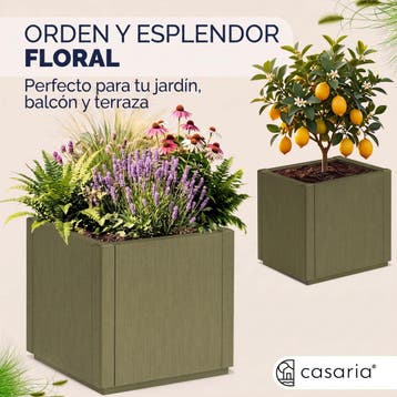 Bloempot Ethica olijfgroen kunststof 36x36x35cm (Tuinieren), Verzenden, Nieuw