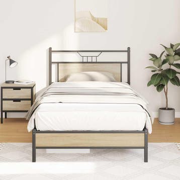 vidaXL Bedframe zonder matras hout sonoma eikenkleurig, 100 cm, Eenpersoons, Bruin, Verzenden