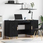 vidaXL Bureau met plank Zwart Eiken 140 x 50 x 75 cm Bewerkt, Huis en Inrichting, Bureaus, Verzenden, Nieuw