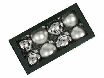 Kerstballen Glas Zilver combi 8 cm Set van 8, Ophalen of Verzenden, Nieuw