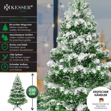 Kerstboom met sneeuw - Kunstkerstboom - 210 cm - Met standaa, Diversen, Verzenden, Zo goed als nieuw
