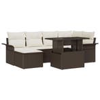 vidaXL Tuin Sofa Set met kussen met opslag 7 pcs Bruin Poly, Verzenden, Nieuw, Rotan, 7 zitplaatsen