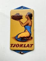deurpostje reclamebord - Tjoklat - Reclamebord deurpostje -, Antiek en Kunst