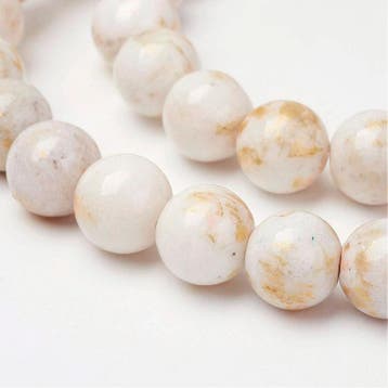 10 x natuursteen kralen Mashan Jade Rond Floral White Gol..., Ophalen of Verzenden, Nieuw, Kraal