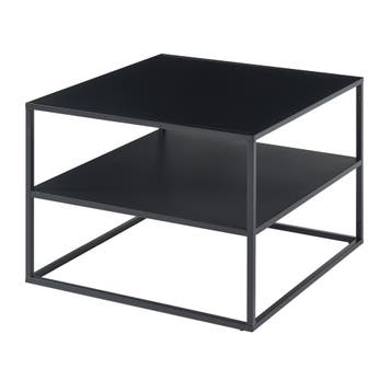[en.casa] Salontafel Solund met 1 plank 60x60x45 cm staal zw, Huis en Inrichting, Tafels | Salontafels, Verzenden, Nieuw