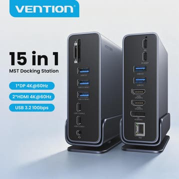 Vention 15-in-1 USB-C Docking Station: Triple Monitor 4K@60H, Verzenden, Nieuw