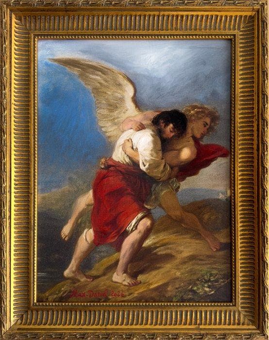 Max-Daniel - La lutte de Jacob et de lAnge, Antiek en Kunst, Kunst | Schilderijen | Modern