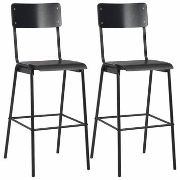 vidaXL Barstoelen 2 st massief multiplex staal zwart, Verzenden, Nieuw