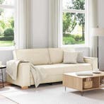 vidaXL 3-Zits Bank Beige 220 cm Linnen-mix stof, Verzenden, Stof, 200 tot 250 cm, Driepersoons