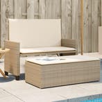 vidaXL Tuinbank met kussens en voetenbank poly rattan beige, Verzenden, Nieuw, Rotan