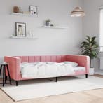 vidaXL Slaapbank 100x200 cm fluweel roze, 100 cm, Eenpersoons, Verzenden, Nieuw