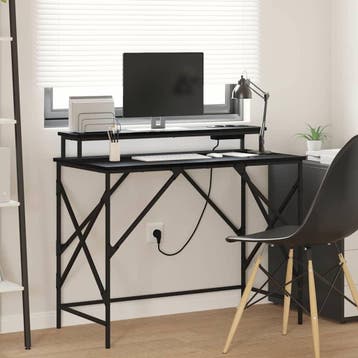 vidaXL Bureau Zwart Eiken 100 x 50 x 86,5 cm Bewerkt hout, Verzenden, Nieuw