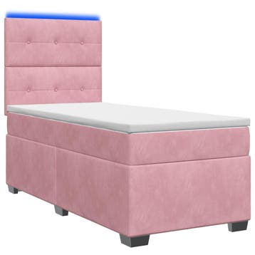 vidaXL Boxspringbed met matras Roze 100 x 200 cm Fluweel, Verzenden, Nieuw, Stof