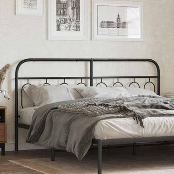 vidaXL Vervangend hoofdbord 193 cm metaal zwart, Verzenden, Nieuw, Zwart, Metaal