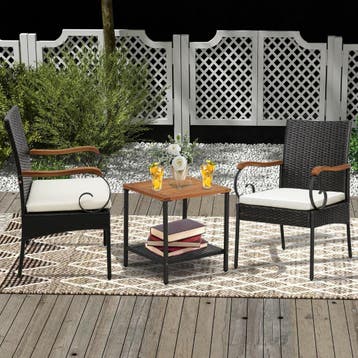 2dekans | Coast Set van 2 Rotan Tuinstoelen Met Kussens - 60, Ophalen of Verzenden, Zo goed als nieuw
