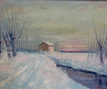 P. Ferrari (XX) - Paesaggio con neve