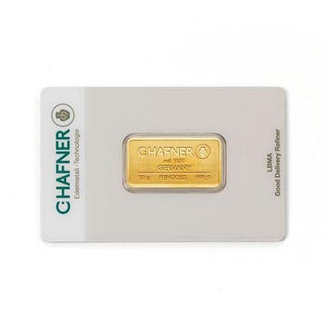 10 gram goudbaar C.Hafner met certificaat LBMA, Verzenden, Goud