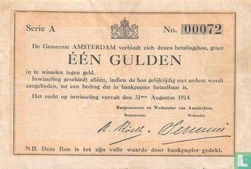 Nederland - 1 Gulden 1914 Gemeente Amsterdam - 1914, Verzenden, Los biljet