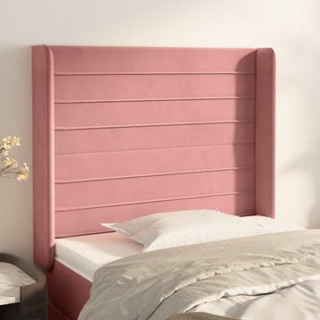 vidaXL Hoofdbord met randen 83x16x118/128 cm fluweel roze, Verzenden, Nieuw, Stof