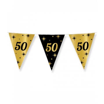 Vlaggenlijn 50 jaar goud/zwart 10 meter, Hobby en Vrije tijd, Verzenden, Nieuw, Feestartikel