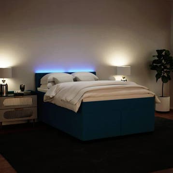 vidaXL Boxspring met matras fluweel blauw 140x190 cm, Stof, Verzenden, Blauw, Nieuw