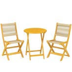 Balkonmeubelset 3-delig Polyrattan Hout Inklapbaar Tuinmeube, Tuin en Terras, Parasols, Verzenden, Nieuw