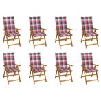 vidaXL Tuinstoelen 8 st inklapbaar met kussens massief, Tuin en Terras, Tuinstoelen, Verzenden, Nieuw, Hout