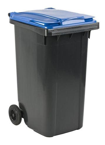 Afvalcontainer 240 liter grijs met blauw deksel, Kunststof, Nieuw, 40 liter of meer, Ophalen of Verzenden