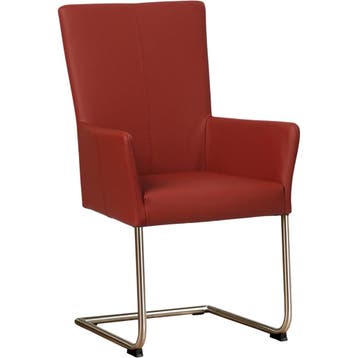 Leren eetkamerstoel Dry met armleuning - Toledo Red (rood), Huis en Inrichting, Nieuw, Leer, Ophalen of Verzenden, Rood
