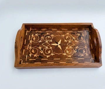 Plateau de Service à Marqueterie Artisanale - Dienblad -