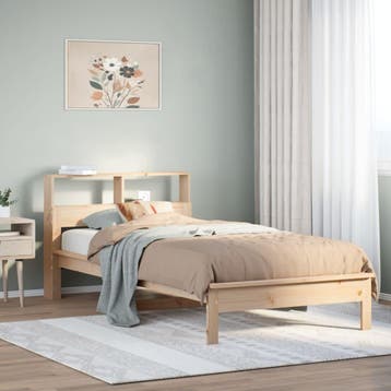 vidaXL Bed met boekenkast zonder matras massief grenenhout, 90 cm, Eenpersoons, Bruin, Verzenden