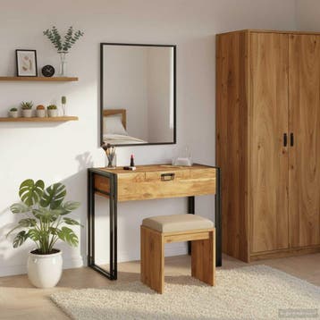 vidaXL Slaapkamer Kaptafels Bruin 90 x 50 x 75 cm Massief, Huis en Inrichting, Tafels | Kaptafels, Verzenden, Nieuw