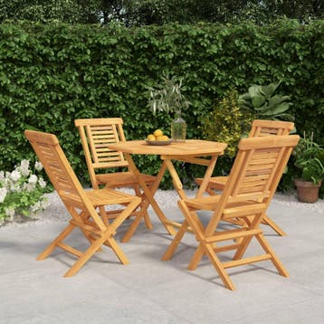vidaXL 5-delige Tuinset massief teakhout, Verzenden, Nieuw, Hout, Tuinset