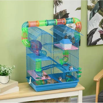 Multilevel Hamsterkooi met Tunnel en Oefenwiel, Verzenden, Nieuw